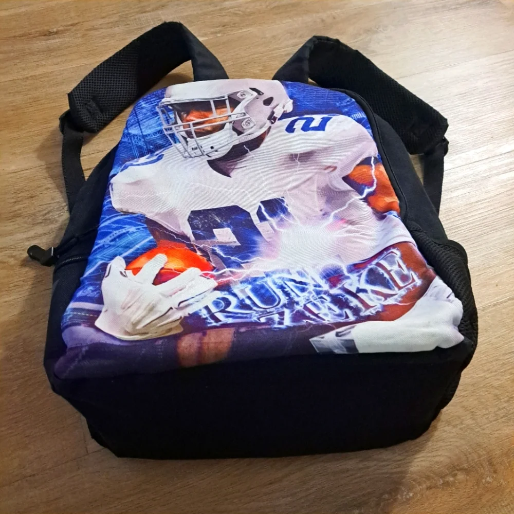 NFLPA Dallas Cowboys 'Run Zeke' Black Blue White Sports Backpack